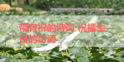 带有祝的诗词 祝福生日的诗词