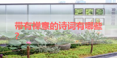 带有禅意的诗词有哪些？ 