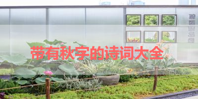 带有秋字的诗词大全 
