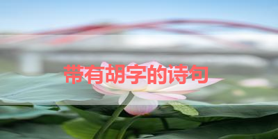 带有胡字的诗句 