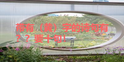 带有（黄）字的诗句有？？要十句！ 