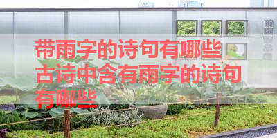 带雨字的诗句有哪些 古诗中含有雨字的诗句有哪些