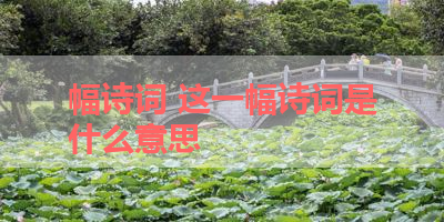 幅诗词 这一幅诗词是什么意思 