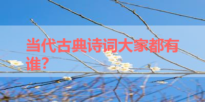 当代古典诗词大家都有谁？ 