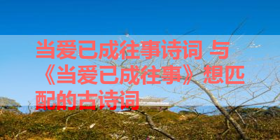 当爱已成往事诗词 与《当爱已成往事》想匹配的古诗词 