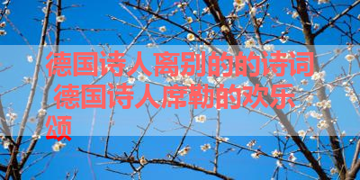 德国诗人离别的的诗词 德国诗人席勒的欢乐颂