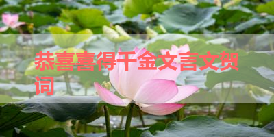 恭喜喜得千金文言文贺词 