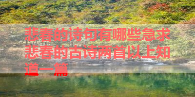 悲春的诗句有哪些急求悲春的古诗两首以上知道一篇 