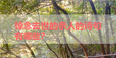 悼念去世的亲人的诗句有哪些？ 