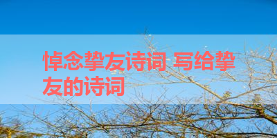 悼念挚友诗词 写给挚友的诗词