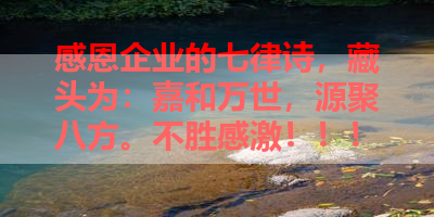 感恩企业的七律诗，藏头为：嘉和万世，源聚八方。不胜感激！！！ 