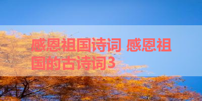 感恩祖国诗词 感恩祖国的古诗词3 
