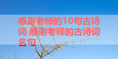 感恩老师的10句古诗词 感谢老师的古诗词名句 