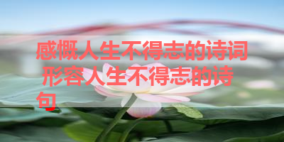 感慨人生不得志的诗词 形容人生不得志的诗句 