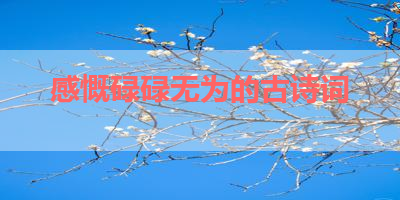 感慨碌碌无为的古诗词 