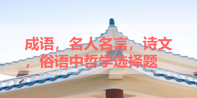 成语，名人名言，诗文，俗语中哲学选择题 