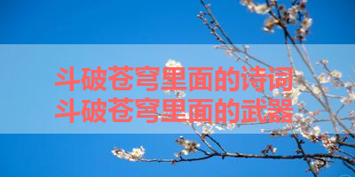 斗破苍穹里面的诗词 斗破苍穹里面的武器