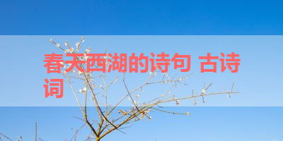 春天西湖的诗句 古诗词 