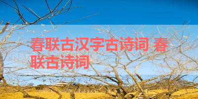 春联古汉字古诗词 春联古诗词