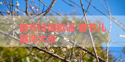 春节诗词歌谣 春节儿童诗大全