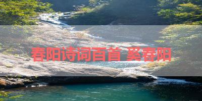 春阳诗词百首 奚春阳