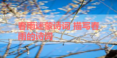 春雨迷蒙诗词 描写春雨的诗词