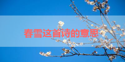春雪这首诗的意思 
