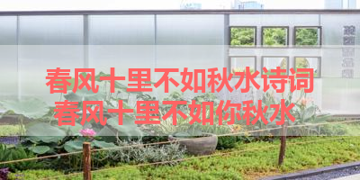 春风十里不如秋水诗词 春风十里不如你秋水