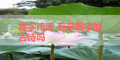 晨字诗词 有带晨字的古诗吗 