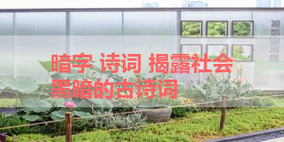 暗字 诗词 揭露社会黑暗的古诗词