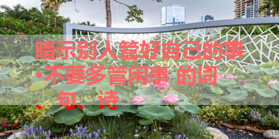 暗示别人管好自己的事·不要多管闲事 的词、句、诗 