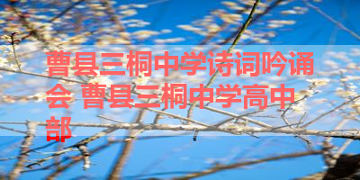 曹县三桐中学诗词吟诵会 曹县三桐中学高中部
