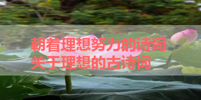 朝着理想努力的诗词 关于理想的古诗词