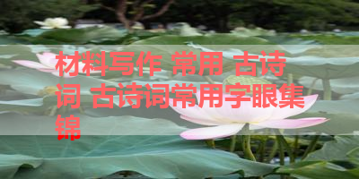 材料写作 常用 古诗词 古诗词常用字眼集锦