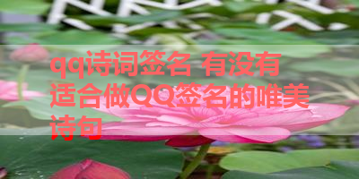 qq诗词签名 有没有适合做QQ签名的唯美诗句 