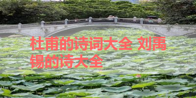 杜甫的诗词大全 刘禹锡的诗大全
