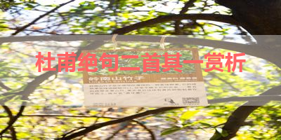 杜甫绝句二首其一赏析 