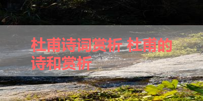 杜甫诗词赏析 杜甫的诗和赏析 