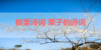 板栗诗词 栗子的诗词 