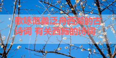 歌咏范蠡泛舟西湖的古诗词 有关西施的诗词 