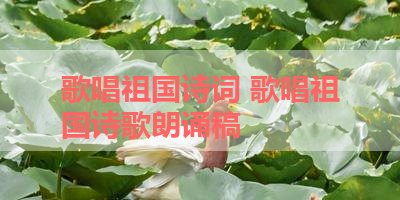 歌唱祖国诗词 歌唱祖国诗歌朗诵稿