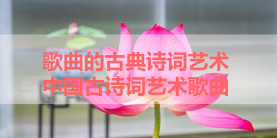 歌曲的古典诗词艺术 中国古诗词艺术歌曲