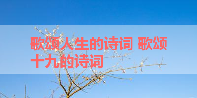 歌颂人生的诗词 歌颂十九的诗词