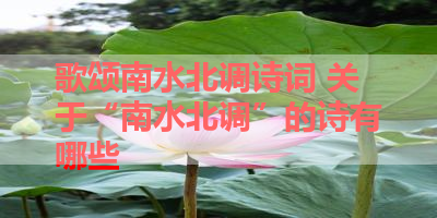 歌颂南水北调诗词 关于“南水北调”的诗有哪些 