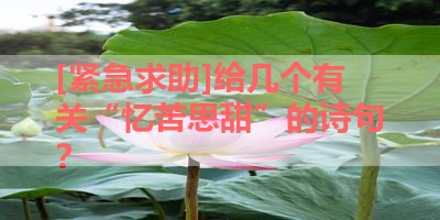 [紧急求助]给几个有关“忆苦思甜”的诗句？ 