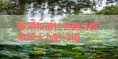 歌颂和谐社会的诗词 歌颂十九的诗词