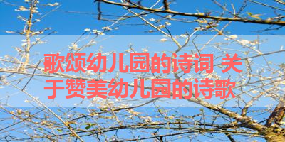 歌颂幼儿园的诗词 关于赞美幼儿园的诗歌
