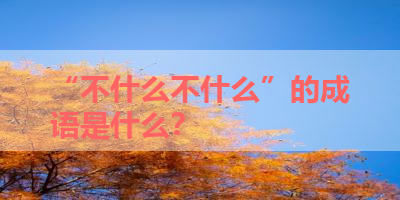 “不什么不什么”的成语是什么？ 
