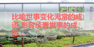 比喻世事变化无常的成语 形容淡看世事的成语