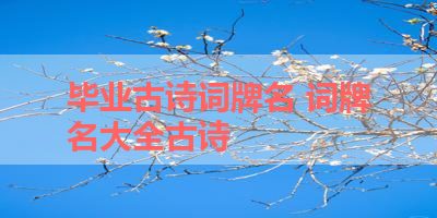 毕业古诗词牌名 词牌名大全古诗
